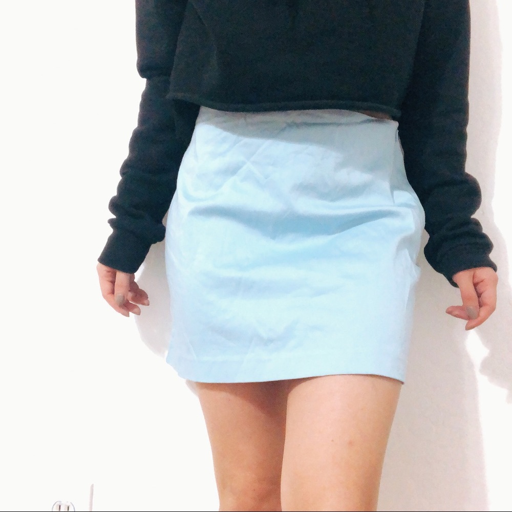 EXPRESS Stretch aqua blue skirt Sz 00 - Picture 2 of 3
